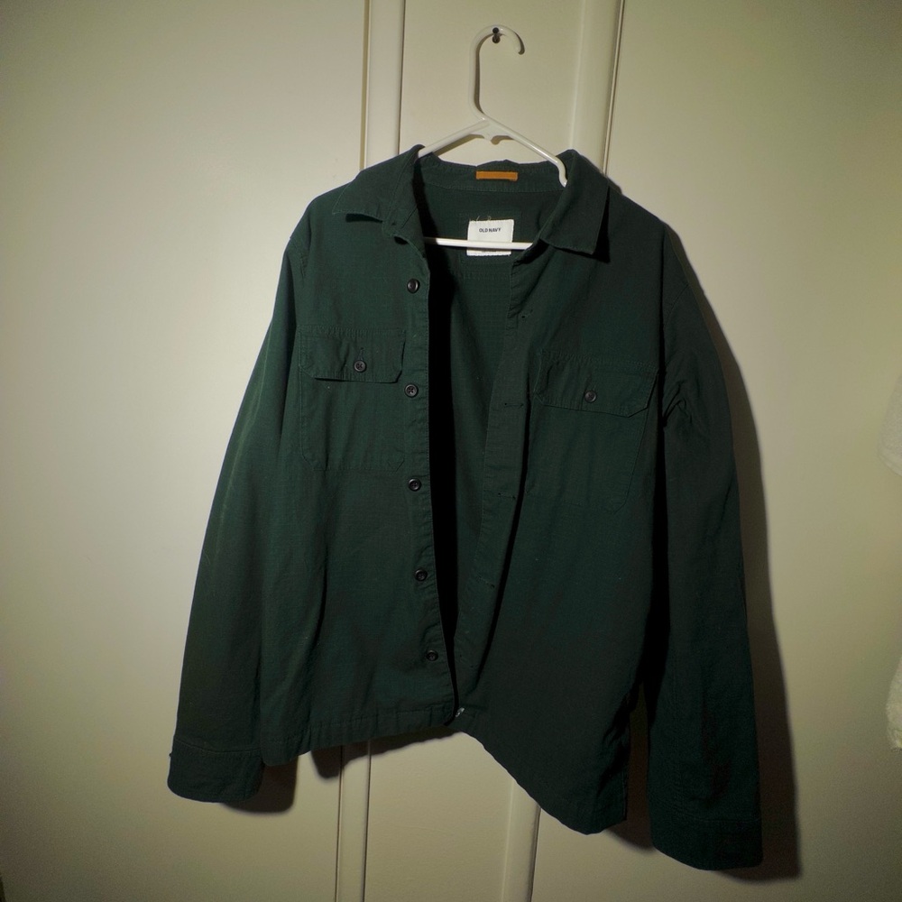 Old Navy Green Lightweight Shirt Jacket Casual Style